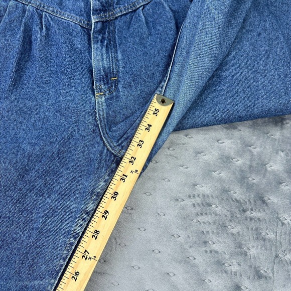 VINTAGE Lee Jeans Womens 14 Long Blue Paperbag Mom Tapered High Rise Made in USA - Picture 10 of 15